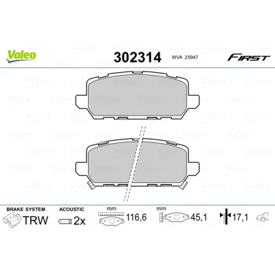 Imagen de VALEO 302314 Juego de pastillas freno Eje trasero con contacto avisador desgaste Chapa antichirridos HONDA: HR V II