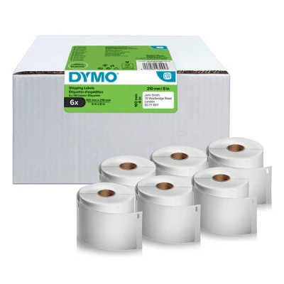 Imagen de DYMO LW etiquetas auténticas de envío para la rotuladora LabelWriter 5XL/4XL 102mm x 210mm 6 rollos 140 con reverso fácil retirar(840 unidades) impresión negra sobre fondo blanco