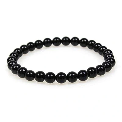 Imagen de MJDCB Pulsera Obsidiana Natural de 6 mm, Cuentas Piedra Amuleto La Suerte y Protección