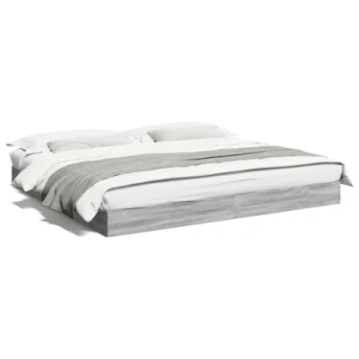 Imagen de vidaXL Estructura de Cama Madera ingeniería Gris Sonoma 200x200 cm, Muebles Dormitorio, Camas, Doble, Cama, somier, palets