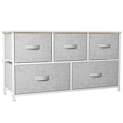 Imagen de YITAHOME Cajonera de Tela, Cómoda Unidad Almacenamiento con 5 cajones Extraíbles, para Sala Estar, Dormitorio, habitación Infantil, Gris Claro