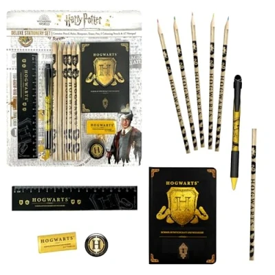 Imagen de Harry Potter Set de Papelería, Incluye Lápiz, Regla, Lapices Colorear, Goma Borrar, Sacapuntas, Cuaderno y Boligrafo, Hogwarts Papeleria para Niños Adolescentes