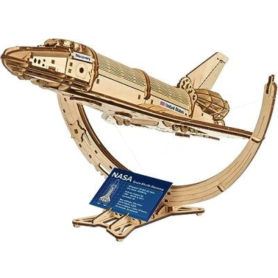 Imagen de UGEARS Transbordador Espacial Discovery de la NASA Puzzle 3D Madera para Construir Maqueta Nave Mecánica Detallada Ideal Amantes del Espacio y Maquetas