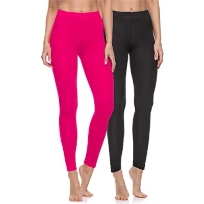 Imagen de Merry Style Lote de 2 Leggins Largos Mallas Deportivas Mujer MS10 198 (Negro/Amaranto, XL)