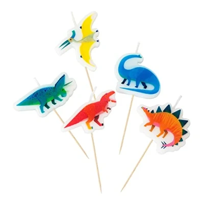 Imagen de Talking Tables Tropical Velas de cumpleaños con Forma Dinosaurio, Paquete 5, Cera Vela, Dinocandles