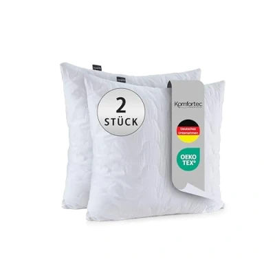 Imagen de Komfortec Juego de 2 Almohadas 40 x cm, Altura Regulable, Acolchadas, cojín Decorativo, Certificado Öko Tex, Apto para alérgicos
