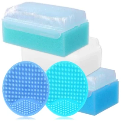 Imagen de Esponja de baño para bebé Cepillo extra suave la costra láctea Peines silicona masaje