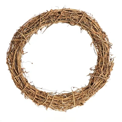 Imagen de com four® 1x Corona Decorativa de Madera para Manualidades Mimbre Decorar Ventanas, mesas y Puertas (1 Pieza Ø30cm marrón Claro)