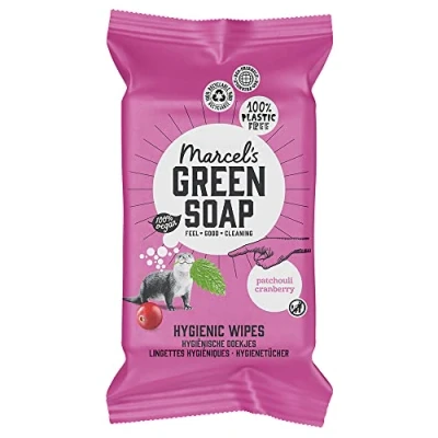 Imagen de Marcel&#039;s Green Soap Toallitas húmedas higiénicas 60 unidades pachuli &amp; arándano basadas en plantas respetuoso con el medio ambiente