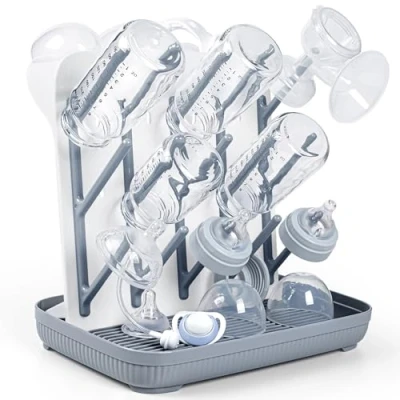 Imagen de Termichy Estante de Secado Biberones: Soporte Vertical Grande para Secador Biberones pie Ahorrar Espacio y Limpieza Piezas Bomba (Gris)