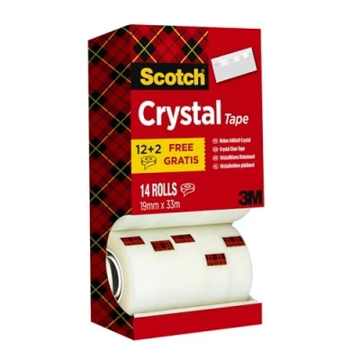 Imagen de Scotch Crystal Cinta supertransparente, paquete ahorro de 14 rollos 19 mm נ33 m