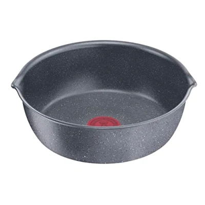 Imagen de Lagostina Ingenio Mineralis Green sartén 26 cm, de aluminio 100% reciclado, para gas, horno e inducción, con indicador cocción, mango extraíble y fondo indeformable