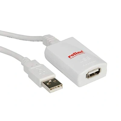 Imagen de Adaptador Roline Usb 2.0 Extension Cable, 1 Port, White 5 M