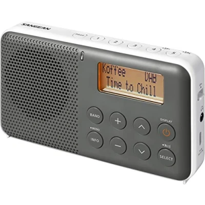 Imagen de Sangean Pocket Receiver 640 DPR 64, Dab+/ FM, Alarma, Snooze, Pantalla LCD, Auriculares estéreo Conector, Integrado Amplificador Clase D de Gris, Blanco