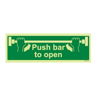 Imagen de Condiciones de seguridad vsafety 22001 AX G puerta signo, &quot;push Bar para abrir,&quot; paisaje, 1 mm brilla en la oscuridad plástico, 300 x 100 mm), color verde