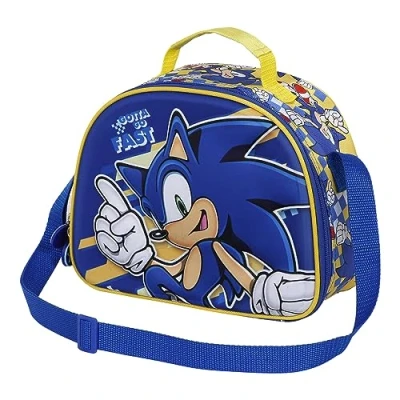 Imagen de Sonic The Hedgehog Sega Step Bolsa Portamerienda 3D, Azul, 25.5 x 20 cm