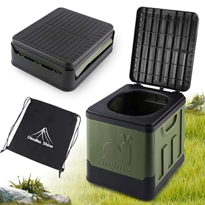 Imagen de Diealles Shine Baño Portatil, Inodoro Portatil para Acampar, Plegable Seco Camper Camping Senderismo Viajar, Verde