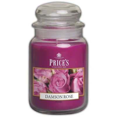 Imagen de Price&#039;s Vela en tarro grande Damson Rose, dulce, deliciosa, fragancia de calidad, aroma larga duración, hasta 150 horas tiempo combustión