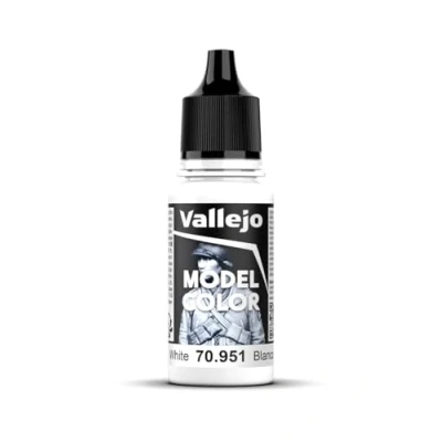 Imagen de Vallejo Model Color Pintura Acrílica Blanco (White) Acabado Mate, 18 ml. Autonivelante y Sistema BSL para Modelismo Figuras