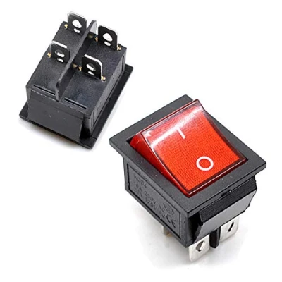 Imagen de Oiyagai 10 Piezas de Interruptor Basculante Panel KCD4 DPST 4 Pines con Luz Roja, 16A/250V 20A/125V