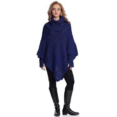 Imagen de Merry Style Poncho Mujer N4293(Azul Oscuro, One Size)
