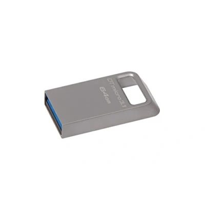 Imagen de Kingston Technology DataTraveler Micro 3.1 64GB USB 3.0 (3.1 Gen 1) Capacity Metálico Unidad Flash Memoria (64 GB, 1), Type A Connector, Sin Tapa, Metálico)