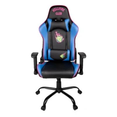 Imagen de Konix Stranger Things Silla de Oficina para Juegos Premium Inclinación del Asiento 150 Cuero PVC Cojines lumbares y cervicales Diseño Hellfire Club