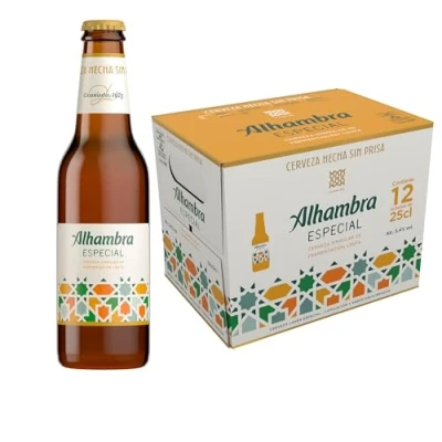 Imagen de Alhambra Especial, Pack 12 Botellas x 25cl, Cerveza Especial de Fermentación Lenta, 5.4% Volumen Alcohol