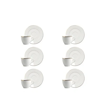 Imagen de Merry Christmas Set Taza De Café con Plato 6 Uds. 10 Cl Blanco/Dorado
