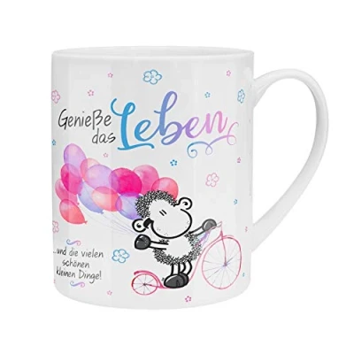 Imagen de Sheepworld 46205 Riesentasse Spruch Genieße Das Leben, mit Geschenk Verpackung, Porzellan, 60 cl Taza, Porcelana