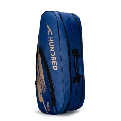 Imagen de HUNDRED Cosmogear Badminton Kit Bag (Royal Blue, Size: Large) Double Zipper with Front Pocket Material: Polyester Padded Back Straps Easy Carry Handle