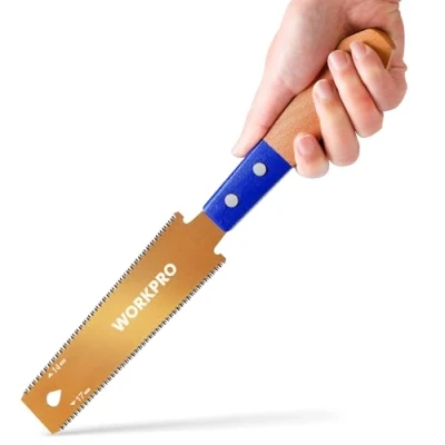 Imagen de WORKPRO Sierra Japonesa de 150 mm con Hoja SK5, Doble Filo 17TPI/14TPI, Tracción Mango Madera Ergonómico, para Trabajo en Madera, Bricolaje y Carpintería