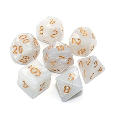Imagen de DND Juego de Dados Pearl White Games para Dungeon and Dragons D&amp;D Pathfinder MTG RPG poliédricos
