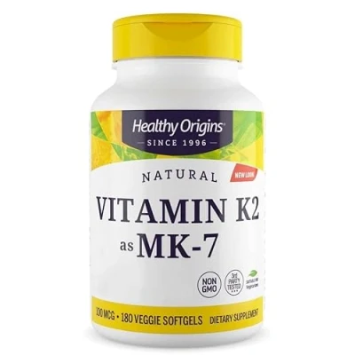 Imagen de Healthy Origins, Vitamina K2 como MK7, 100mcg, 180 Cápsulas blandas vegetarianas, Probadas en Laboratorio, Altamente Dosificadas, Sin Gluten, Soja, No GMO