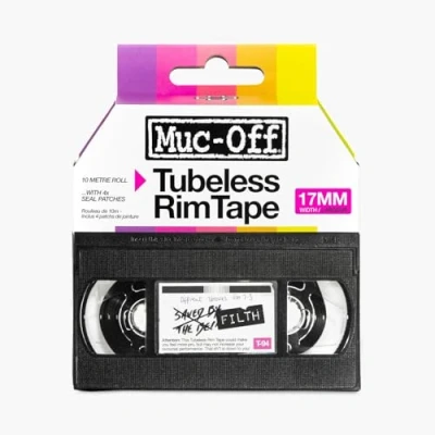 Imagen de Muc Off Tubeless Rim Tape, 17 mm Cinta de Llanta para Ruedas Fondo Adhesivo Sensible a la Presión 10 m con 4 Parches Sellado