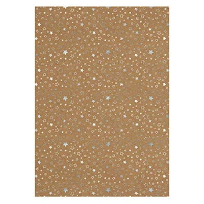 Imagen de Ursus 62264605F Cartulina de diseño navideño (25 Hojas cartón Kraft 250 g/m², DIN A4, Revestimiento plástico por una Cara con Estrellas Plateadas), Multicolor