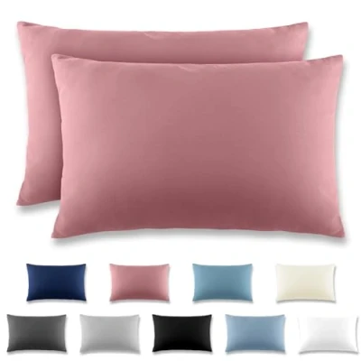 Imagen de REDKEY Funda Almohada Juego de 2 Fundas Almohadas 50x70 cm, con Cremallera Oculta, Transpirable Suave Antiarrugas Microfibra Rosa Loto