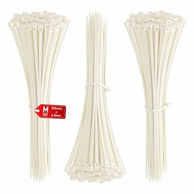 Imagen de intervisio Bridas de Plastico para Cables 300mm x 4,8mm, Blanco, 300 Piezas