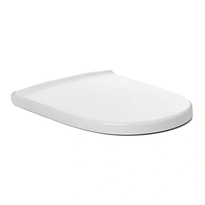 Imagen de TATAY Tapa WC Universal Óptima Merida, de Termoplastico, Forma D, Caída Amortiguada, Extraible, Antibacteriano, Fácil Instalación, Blanco, Medidas 44 x 35.5 cm