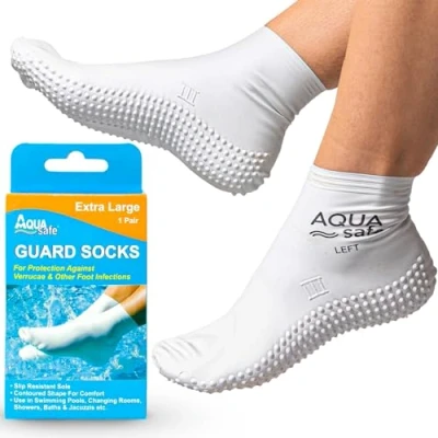 Imagen de Aquasafe Calcetines de Piscina Impermeables Contra las Verrugas Agua 100% Látex para Niños Antideslizantes Protectores