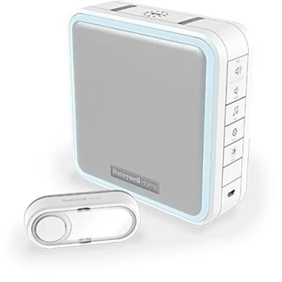 Imagen de Honeywell Home DC915S Serie 9, Timbre Portátil, Inalámbrico, con Led y Pulsador (Blanco)
