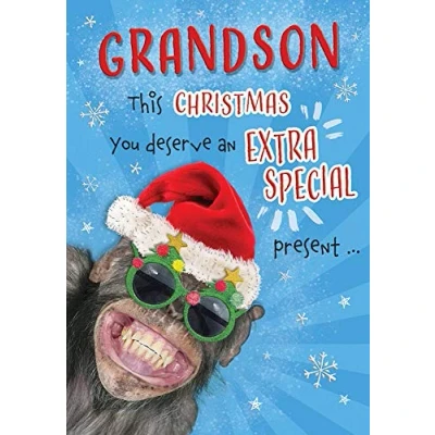 Imagen de Piccadilly Greetings Tarjeta de Navidad caprichosa para nieto, 9 x 6 pulgadas