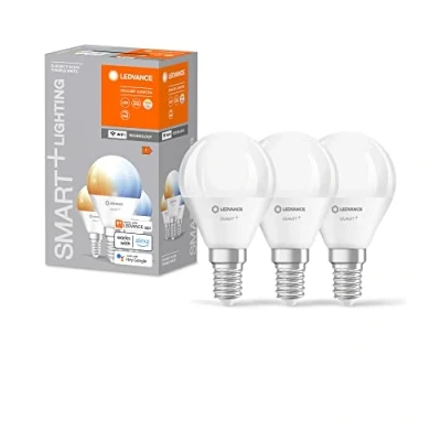 Imagen de LEDVANCE Smarte LED Lampe mit WiFi Technologie, Sockel E14, Dimmbar, Lichtfarbe änderbar (2700 6500K), ersetzt Glühlampen 40 W, SMART+ Mini Bulb Tunable White, 3er Pack