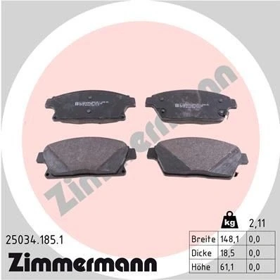 Imagen de ZIMMERMANN 25034.185.1 Juego de pastillas freno con avisador acústico desgaste Foto correspondiente a la entrega OPEL: Astra J Hatchback