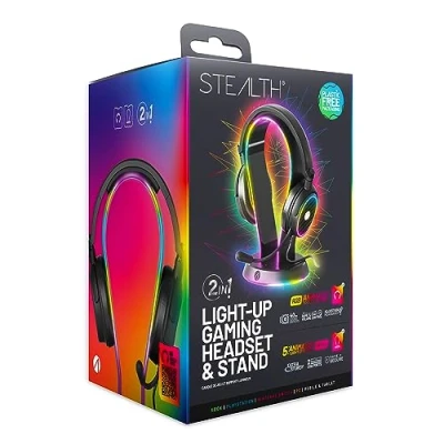 Imagen de Stealth Rainbow Gaming Headset Stand Con Auriculares LED Iluminados para PS4, PS5, XBox, Switch y PC