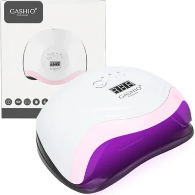 Imagen de GASHIO® Doble lámpara UV/LED de 168 W para uñas profesional, secador esmalte gel con temporizador 10/30/60/99s, sensor temporizador, pantalla LCD, zócalo portátil