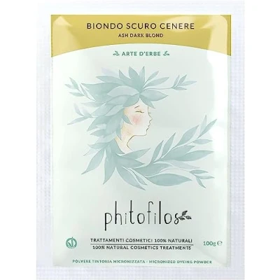 Imagen de PHITOFILOS Henne Tinte de color rubio oscuro ceniza, 100 g, Ecobio Henne, vegano, 100% ERB205