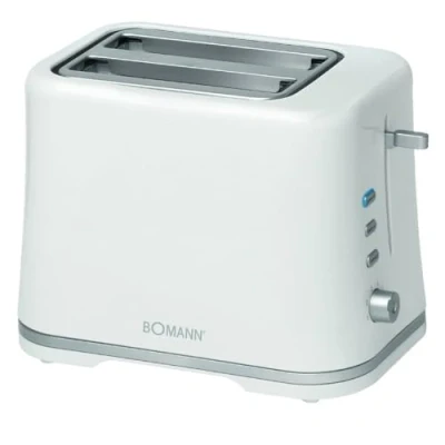 Imagen de Bomann TA 1577 Tostadora, 3 Funciones, calienta panecillos, 870 W, Plástico, 2 Ranuras, Blanco y Plata
