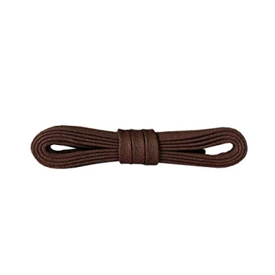 Imagen de Kaps Cordones Botas Planos Encerados, 100% Algodón Fino, Coloridos, Ancho 5 mm, Muchos Colores y Longitudes, Hechos en Europa (90 cm 36 pulgada 6 pares de ojales / 79 Marrón)