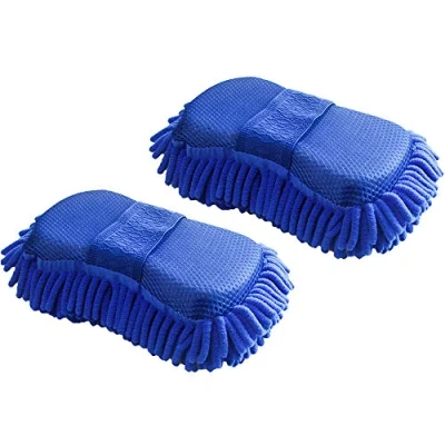 Imagen de Lezed 2 Microfibra Chenille Lavado de coches esponja Guantes Toalla para Limpieza Coche con construido en correa mano anti Arañazos sin Pelusas Auto Motocicleta